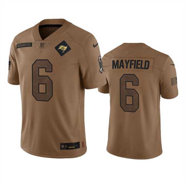 Mens Tampa Bay Buccaneers #6 Baker Mayfield 2023 Brown Salute To Service Limited Jersey Dyin->tampa bay buccaneers->NFL Jersey